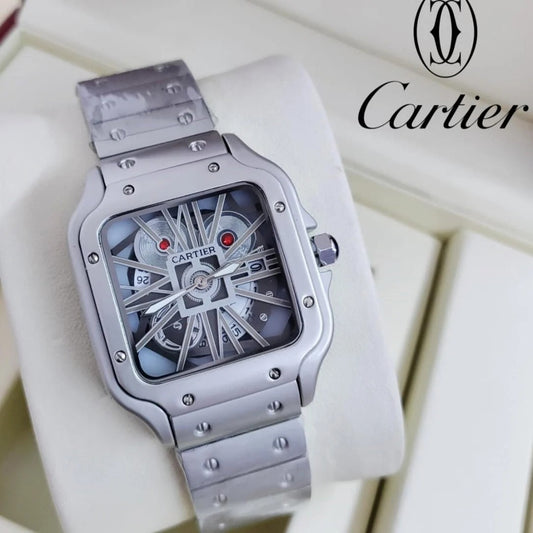 Luxury Skeleton Stainless Steel Wrist Watch – Square Dial | Automatic-Style Design