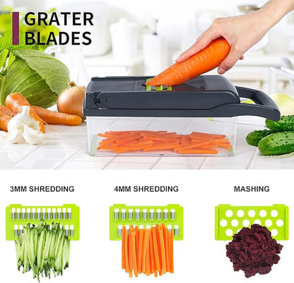 10-in-1 Vegetable Chopper & Slicer – Onion Chopper, Vegetable Dicer, Mandoline Cutter with Container