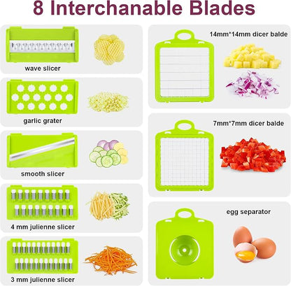 10-in-1 Vegetable Chopper & Slicer – Onion Chopper, Vegetable Dicer, Mandoline Cutter with Container