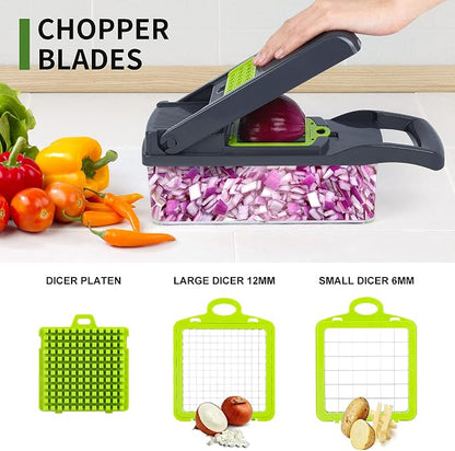 10-in-1 Vegetable Chopper & Slicer – Onion Chopper, Vegetable Dicer, Mandoline Cutter with Container