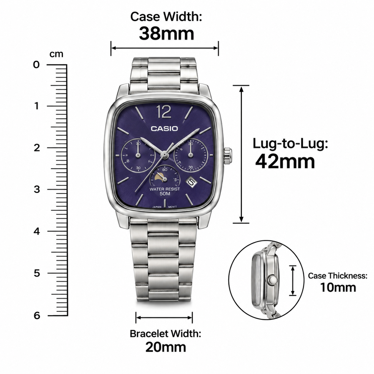 Men's Casio Chrome Watch | Silver-Tone Steel Bracelet