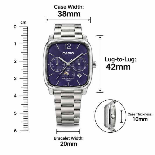 Men's Casio Chrome Watch | Silver-Tone Steel Bracelet