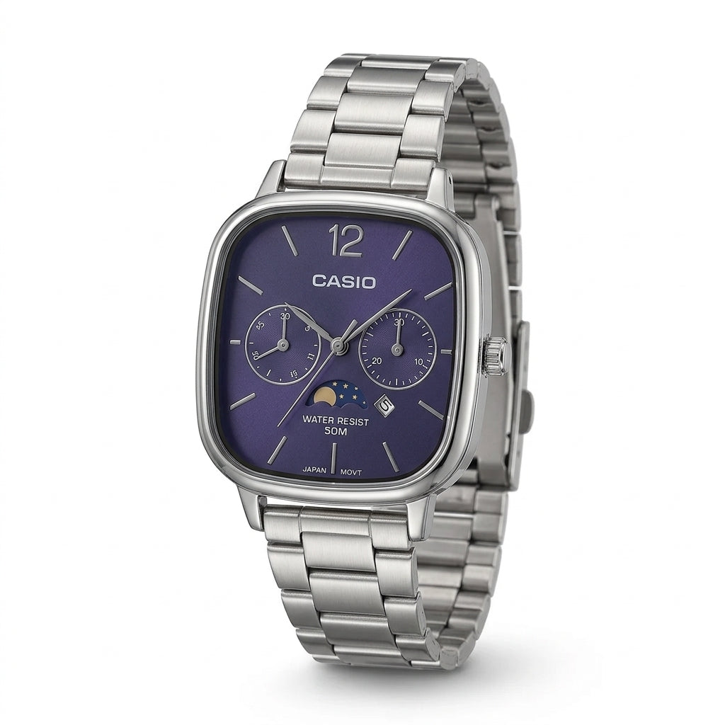 Men's Casio Chrome Watch | Silver-Tone Steel Bracelet