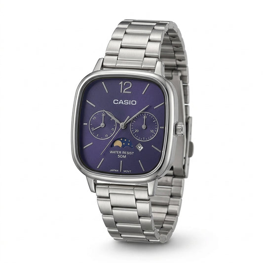 Men's Casio Chrome Watch | Silver-Tone Steel Bracelet