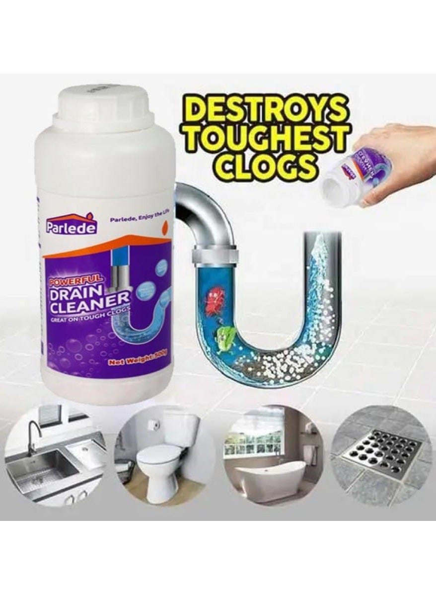 Parlede Powerful Drain Cleaner 500g – Fast-Acting Clog Remover for Kitchen & Bathroom Drains