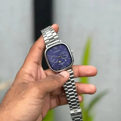 Men's Casio Chrome Watch | Silver-Tone Steel Bracelet