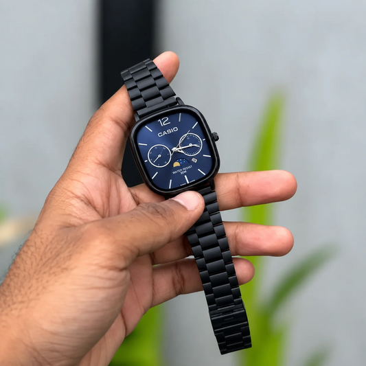 Casio Chrome Analog Watch – Multi-Dial Style, Water Resist