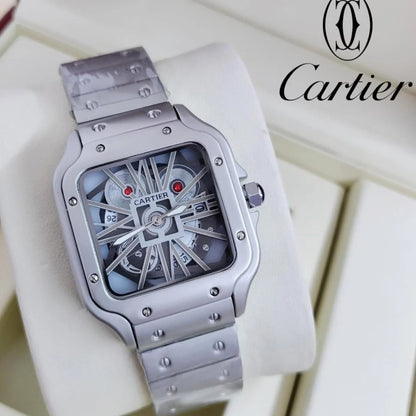 Luxury Skeleton Stainless Steel Wrist Watch – Square Dial | Automatic-Style Design