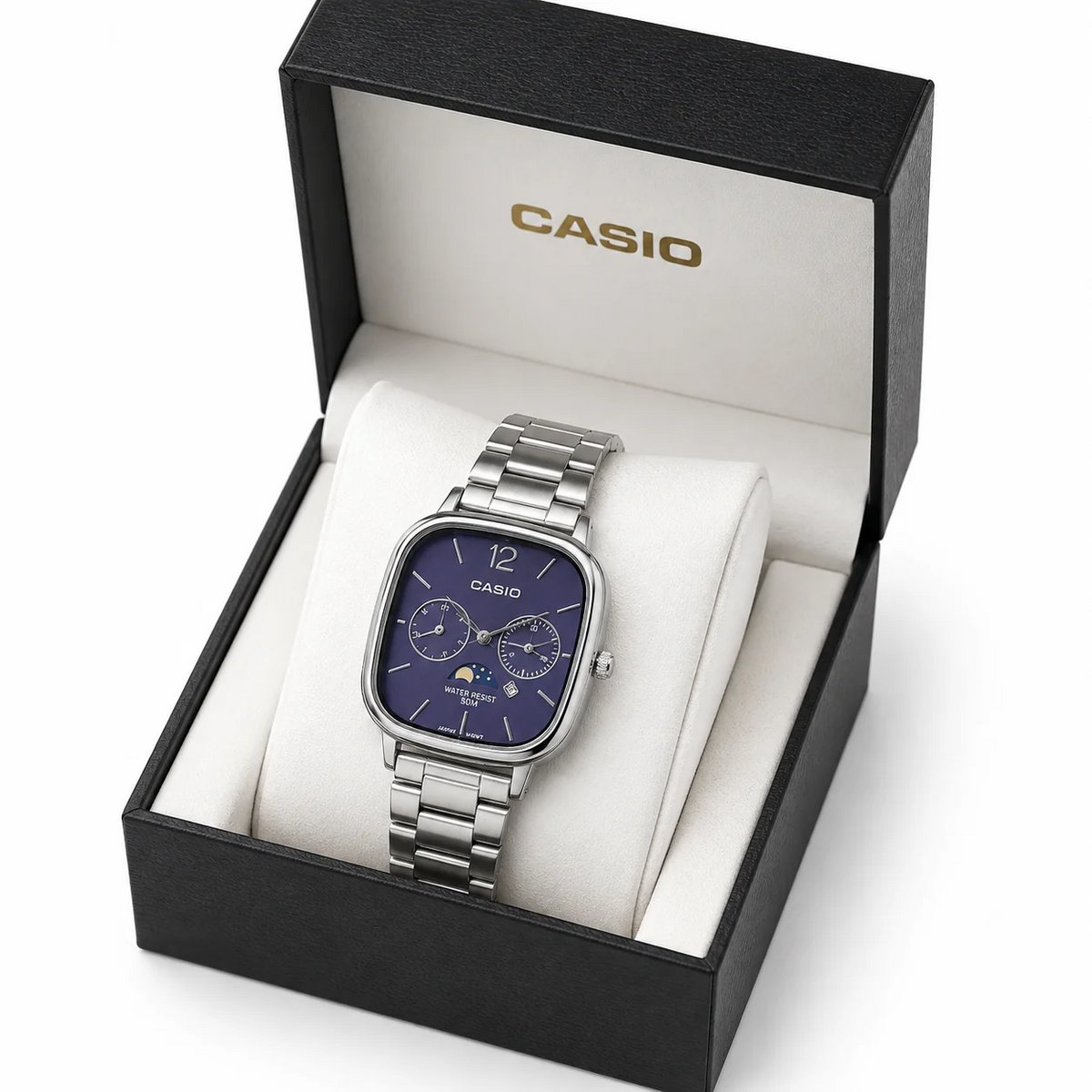 Men's Casio Chrome Watch | Silver-Tone Steel Bracelet